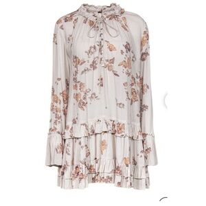 FREE PEOPLE|| OVERSIZED RUFFLE FLORAL BELL SLEEVE TUNIC - Size Small